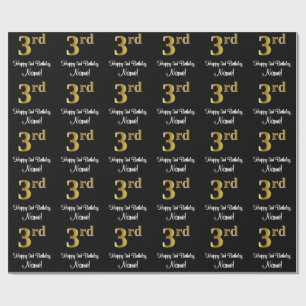 3rd Birthday: Elegant Luxurious Faux Gold Look # Wrapping Paper