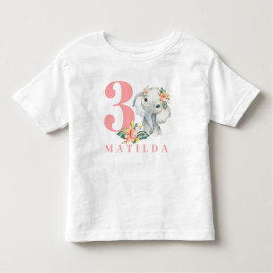 3rd birthday elephant floral t-shirt
