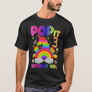 3rd Birthday Fidget Toy Pop It Birthday Girl 3 Yea T-Shirt