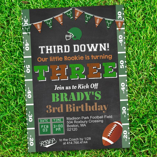 3rd Birthday Football Party Chalkboard Invitation (Creator Uploaded)