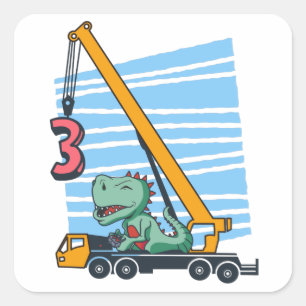3rd Birthday for 3 year old Kids B-day Square Sticker