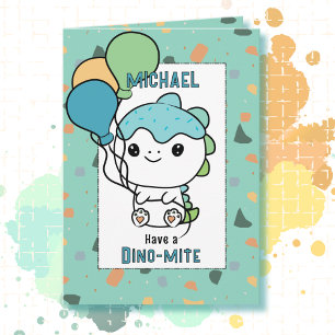 3rd Birthday Funny Dinosaur Cartoon Adorable Cute Card