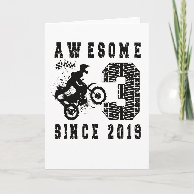 3rd Birthday Gift Dirt Bike Boy Born in 2019 Card (Front)