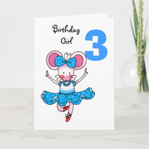 3rd birthday gift for a girl, cute ballerina card