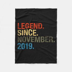 3rd Birthday Gifts - Legend Since November 2019 Fleece Blanket