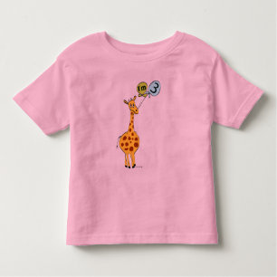 3rd Birthday Giraffe and Balloons Toddler T-Shirt