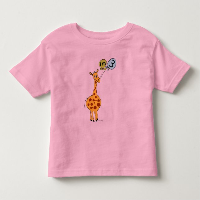 3rd Birthday Giraffe and Balloons Toddler T-Shirt (Front)