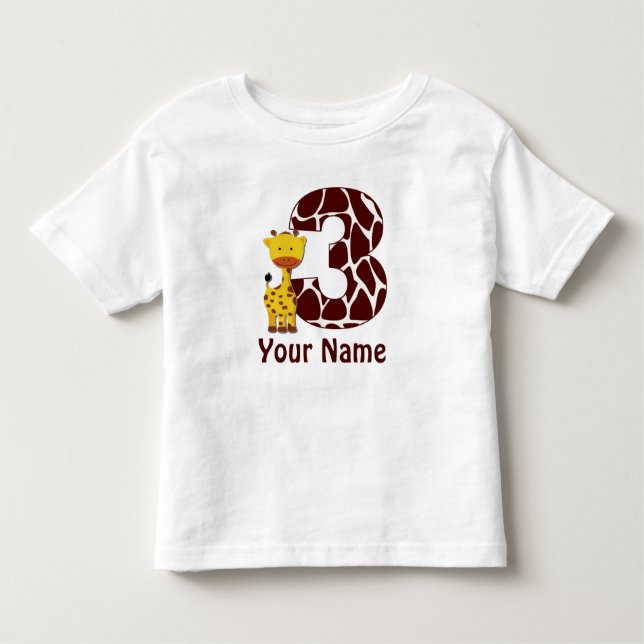 3rd Birthday Giraffe Personalised T-shirt (Front)