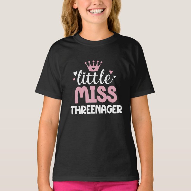 3rd Birthday Girl 3 Years Old Miss Threenager T-Shirt (Front)