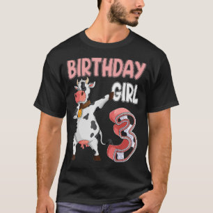 3rd Birthday Girl Cow 3 years old Girl Cow Farm ba T-Shirt