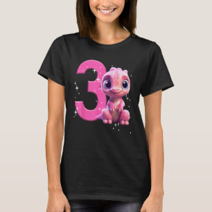 3rd Birthday Girl Dinosaur Pink Party Toddler Thr T-Shirt