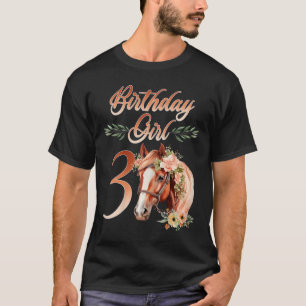 3rd Birthday Girl Horseback Riding 3 Years Birthda T-Shirt