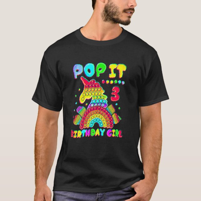 3rd Birthday Girl Pop It Fidget Toy 3 Year Old Bir T-Shirt (Front)