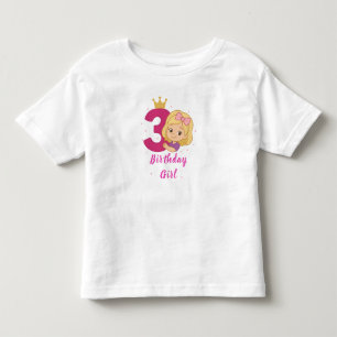 3rd Birthday Girl Shirt – Pink Crown & Bow Design