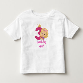 3rd Birthday Girl Shirt – Pink Crown & Bow Design