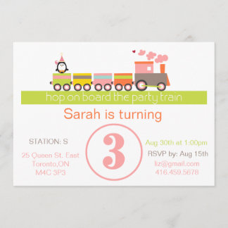 3rd Birthday (Girl) Train Invitation