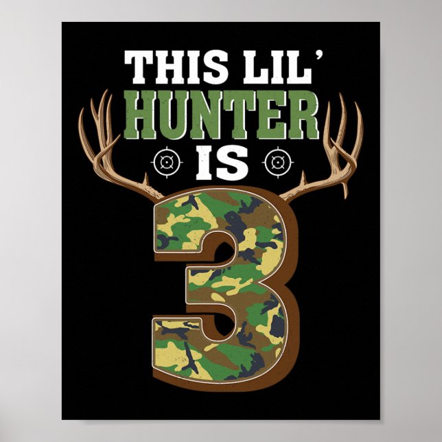 3rd Birthday Hunting Deer 3 Year Old Hunter  Poster (Front)