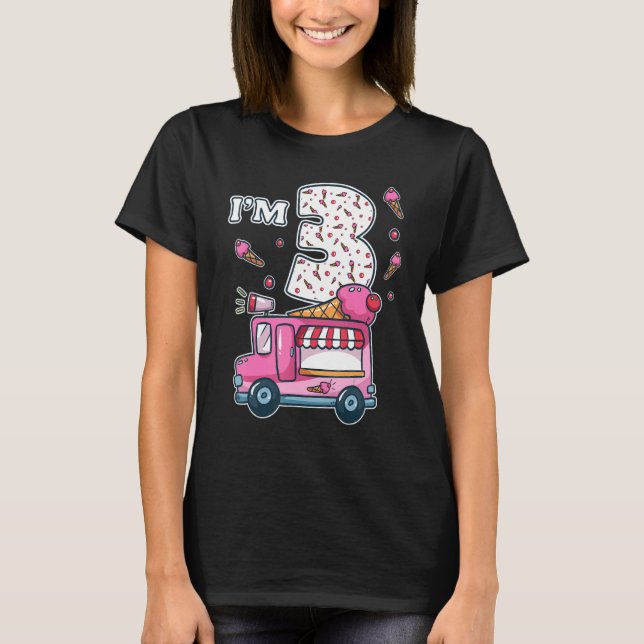 3rd Birthday Ice Cream Truck Crew I'm 3 Party Ice  T-Shirt (Front)