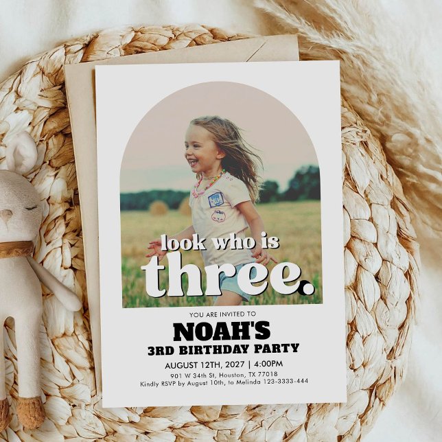 3rd Birthday Invitation Look Who Is Three (Creator Uploaded)