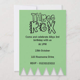3rd birthday invitation - threerex dinosaur invite