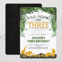 3rd birthday invitation, Wild young and three