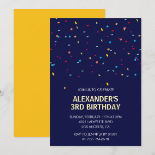 3rd birthday invitations Boy Confetti Modern
