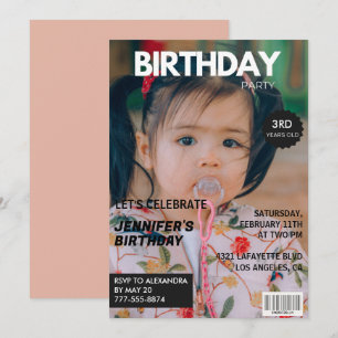 3rd birthday invitations Girl Magazine Cover