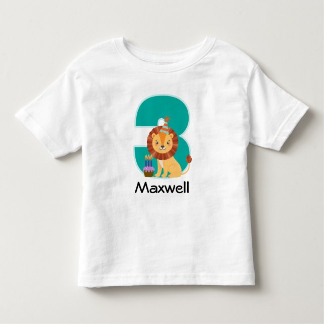 3rd Birthday Jungle Lion Personalized Toddler T-Shirt (Front)