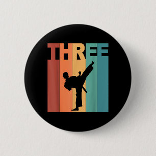 3rd Birthday Karate Taekwondo Theme 3 Year Old 6 Cm Round Badge