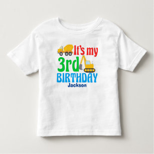 3rd Birthday Kids Construction Vehicle Party Toddler T-Shirt