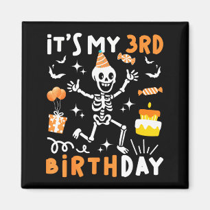 3rd birthday kids funny skeleton 3rd boo day magnet