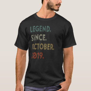 3rd Birthday Legend Since October 2019 3 Years Ol T-Shirt