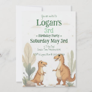 3rd Birthday Minimal Dinosaur Party for Toddler Invitation