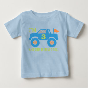 3rd Birthday Monster Truck Baby T-Shirt