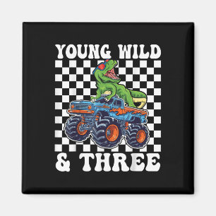 3rd Birthday Monster Truck Young Wild And Three 3 Magnet
