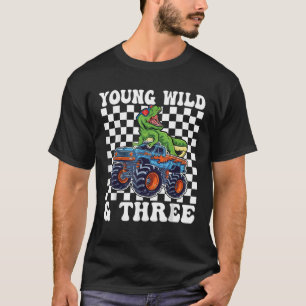 3rd Birthday Monster Truck Young Wild And Three 3  T-Shirt