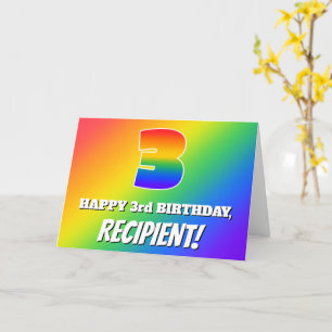 3rd Birthday: Multicolored Rainbow Pattern # 3 Card