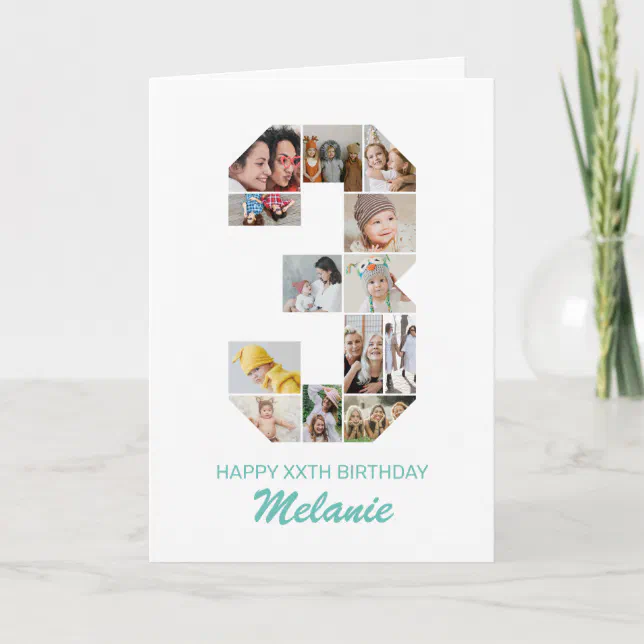 3rd Birthday Number 3 Photo Collage Personalised Card | Zazzle