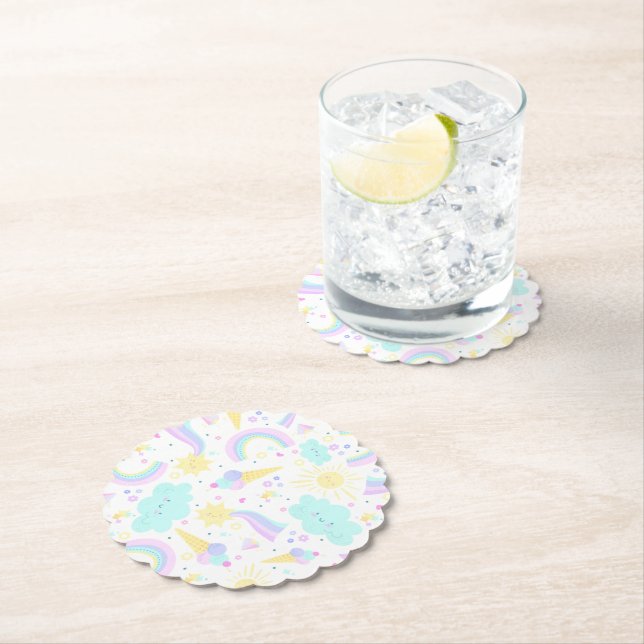 3rd Birthday Paper Coaster with a funny unicorn. (Insitu)