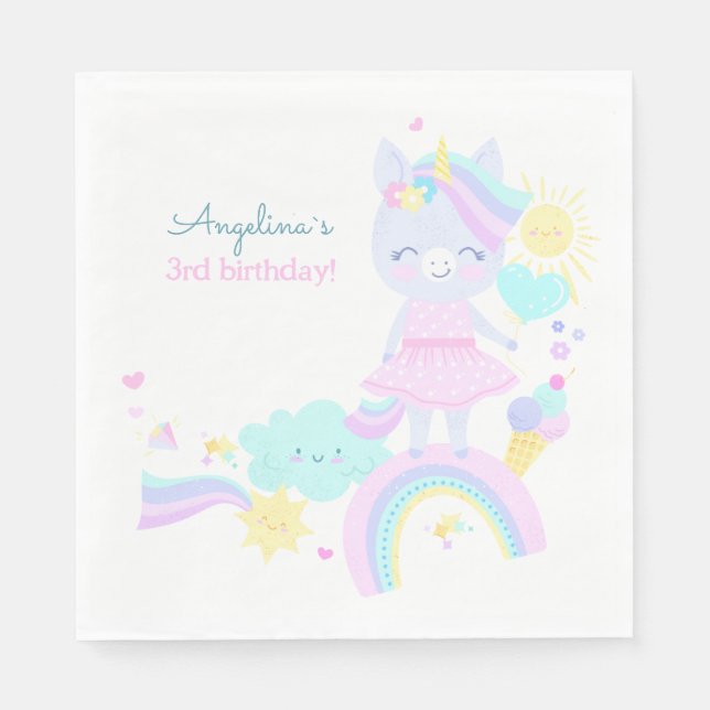 3rd Birthday Paper Napkin. Napkin (Front)