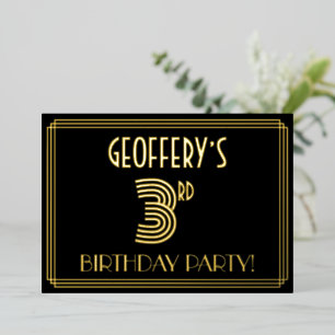 3rd Birthday Party — Art Deco Style “3” + Name