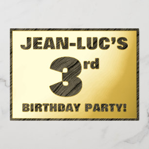 3rd Birthday Party — Bold, Faux Wood Grain Text
