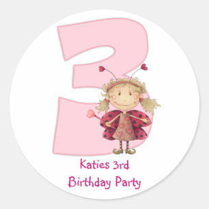 3rd birthday party customisable sticker - cute