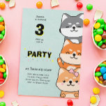 3rd Birthday Party Cute Shiba Inu Three Years Old Invitation<br><div class="desc">Get ready to celebrate your little one's third birthday in style with our adorable party invitations! These invitations are perfect for setting the tone for a fun-filled day full of games, activities, and lots of cute shiba inu puppies. Our invitations feature charming illustrations of shiba inu puppies. The invitations include...</div>