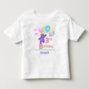 3rd Birthday Party Girl Princess Bear Toddler T-Shirt
