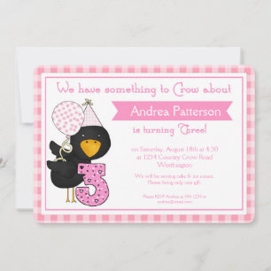 3rd Birthday Party Invitations Birthday Crow