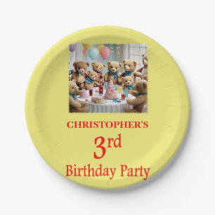 3rd Birthday Party Teddy Bears Party Paper Plate