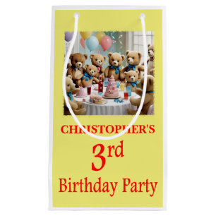 3rd Birthday Party Teddy Bears Party Small Gift Bag