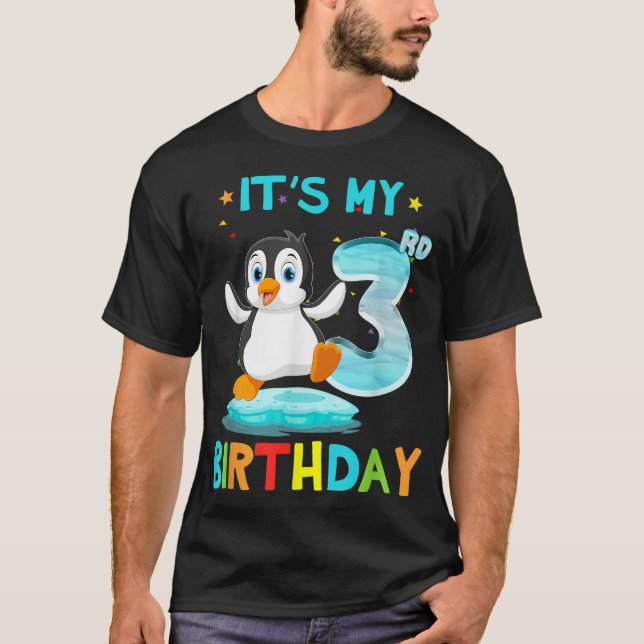 3rd Birthday Penguin Birthday 3 Year Old T-Shirt (Front)