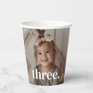 3rd Birthday Photo - three Paper Cups